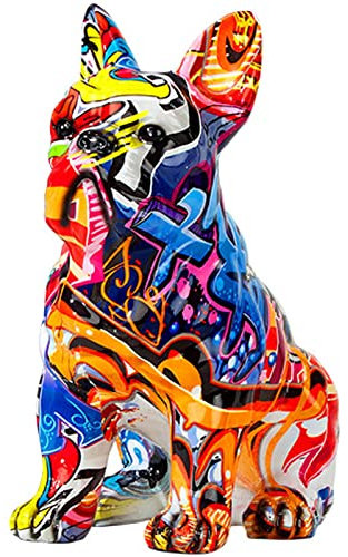 Yusheng Bulldog Pintada | Estatua Colorida del Dogo francés | Perro, Adorno Artesanal Resina, esculturas Animales, decoración del hogar, decoración Moderna para Sala