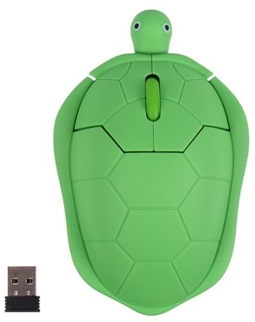 KeautFair Souris sans Fil, Souris sans Fil en Forme de Tortue Animale Mignonne, Souris Optique de Conception Ergonomique, résolution 1600 DPI, adaptée aux Ordinateurs et Ordinateurs Portables(Vert)