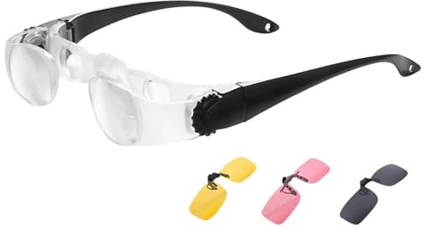 Cuifati Hands Free Binocular Glasses with 4X Magnification, High Definition Lens, Polarized Clips, Adjustable Focus for Fishing, Bird Watching, Sports, Concerts, Theater, Opera, TV