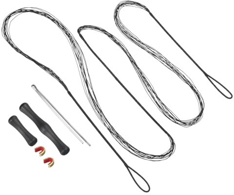 PATIKIL Bågsnöre ersättning med 2 nockpunkter och bågsträng-fingerskydd för AMO 68 tum, 12 trådar, traditionell recurve-bågsnöre, svart