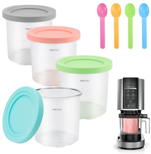 Abnaok 4 recipientes para creami para máquina de helados Ninja Creami con tapa, 600 ml, JYDE23-112