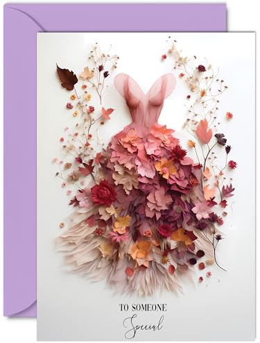 Schöne Grußkarte für Frauen – Kleid der Blumen – wunderschöne Geburtstagskarte für Freundin, Familie, Kollegen, Tochter, Mutter, Schwester, Oma, Cousin, A5-Grußkarten, Geschenk
