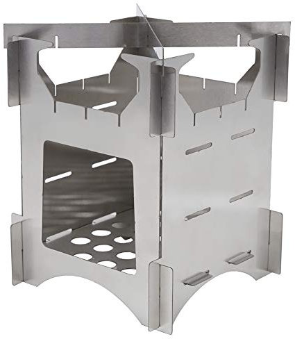 Poêle à Bois Pliant en Acier Inoxydable, Mini Cuisinière Portable avec Super Ventilation, Carburant illimité pour le Camping en Plein Air, la Randonnée, la Randonnée