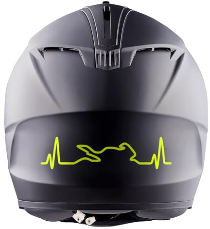 Finest Folia Aufkleber Herzschlag Bike 2 Stück je 12,2x3cm Sticker für Motorrad Auto Motorradhelm Motorradaufkleber Kfz Zubehör selbstklebend K158 (Neon Gelb)