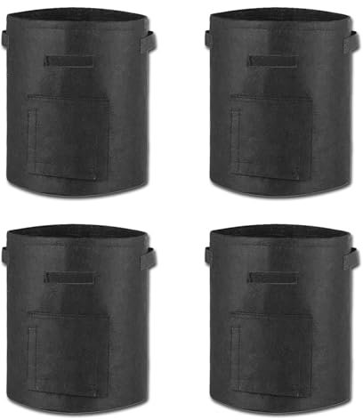 VOSSBACH 4X Pflanzsack 20 Liter aus Vliesstoff mit Sichtfenster Kartoffel Tomaten Pflanztasche Pflanzbehälter Pflanzbeutel