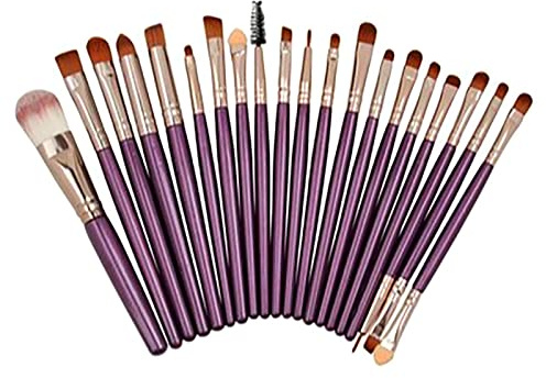 Verdant Touch Kit de 20 pinceaux de maquillage professionnels violets et or rose