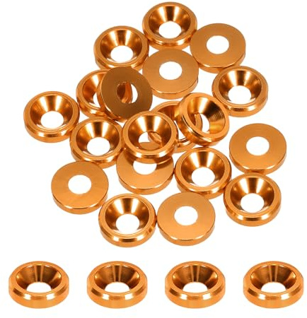 QUARKZMAN 20pz Rondelle Svasate Tazza M3 Dia Foro 3.1mm/0.12 Arancione | Conica, Guarnizione Rondella Testa Tazza, Alluminio, per Viti Rc/Fpv/Pc/Drone Meccanici Parti Modello