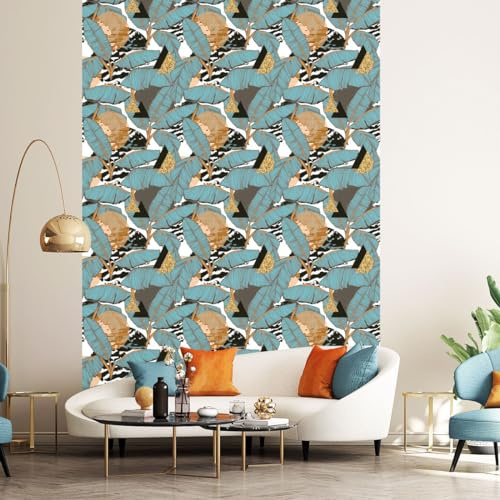 Ambiance Sticker Papier Peint Intissé Pré-encollé Fresques Géants - Tropical Feuilles de Bananier Adhésif Décorative - H300 x L60 cm