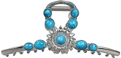 Blaue Stein-Krallenklammer, Edelstein-Haarklammern,Simulation blauer Edelstein-Blumen-Haarnadel | Simulation Edelstein Blumen Haarnadel Anti-Rutsch Retro Western Haarnadel