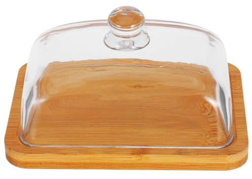 OKUMEYR Butter Dish Glass Dome Lid for Countertop for Displaying Cakes Snacks and Desserts Country Style