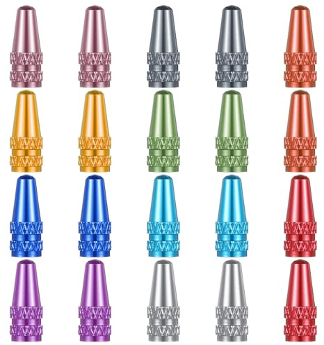 Oruola 20pcs Presta Valve Caps,Aluminum Bicycle Valve Stem Caps,Corrosion Resistant,French Valves Alloy Bike Tire Caps,Bike Valve Caps for MTB Road Racing Bicycle,10 Colors