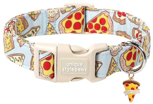 Unique style paws Dog Collar Quick Release Cotton Pizza Collar Gift Durable Cute Collar for Small Medium Large Boys Girls Dogs