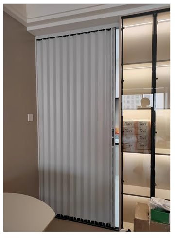 1960 High White Grey Concertina Doors Internal Aluminium, Heavy Duty Accordion Door Waterproof, Commercial Home Folding Door Room Divider Sliding Door, Made to Measure(White,190x196cm/74.8x7
