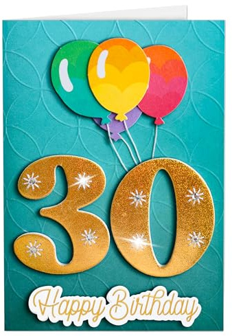 JoliCoon Geburtstagskarte 30 SIGNATURE 3D, mit FinePaper Kuvert | 350 g/m² Designpapier, FinePaper Umschlag, Goldfolien-Akzente, Platz für eine persönliche Nachricht
