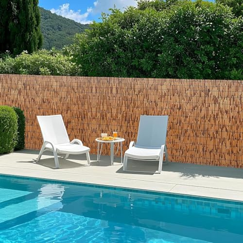 Garten Sichtschutz Zaun, Bambus Sichtschutzzaun Mit Zip Ties, Sonnenschutz Schilfrohrmatte, 0,5-1,6m Höhe Bambus Zaun Für Balkon Terrasse Garten Dach Pool Dekorative(80 * 800cm)