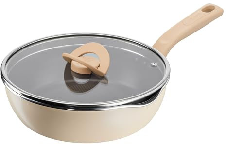 Tefal One Pick Pot Poêle profonde 24cm, 3 personnes, Induction, Polyvalente, Couvercle, Revêtement antiadhésif résistant, Technologie Thermo-Signal, Vanille, G1678704