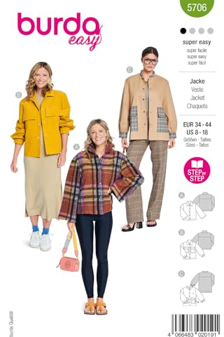 burda easy Schnittmuster Damen Jacken mit Stehkragen #5706 Gr. 34-44