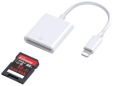 iPhone SD Card Reader, Lightning to SD Card Camera Reader for iPhone/iPad Memory Card Adapter Camera Card Viewer Reader for iPhone 14/13/12/11/X/XS/XR/8/7 iPad, Plug and Play