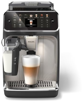 Philips 5500 Series Fully Automatic Espresso Machine, LatteGo Milk System, Integrated Grinder, 20 Hot & Iced Coffee Pre-Sets, SilentBrew, 15-Bar, Black Chrome (EP5544/94) (Renewed)