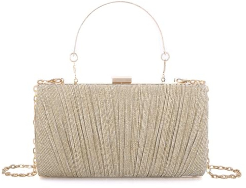 Fecialy Clutch Handtaschen für Damen Plissierte Abendtasche Formelle Handtasche mit Kette für Hochzeitsfeiern
