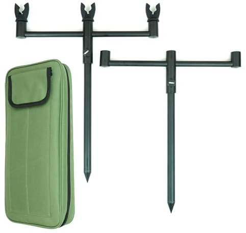 Hirisi Tackle Aluminium Angelruten-Ständer-Set für 3 Ruten mit Tragetasche und Rutenhalter-Köpfen (FBA-KT-1671)
