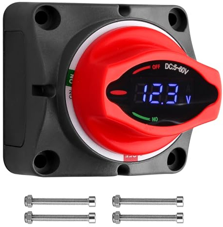 ALLmeter Interrupteur de batterie numérique 12 V 250 A, écran LED, 12 V, 5-60 V DC, interrupteur d'arrêt d'urgence, étanche IP45, pour voiture, camping-car, bateau, camion