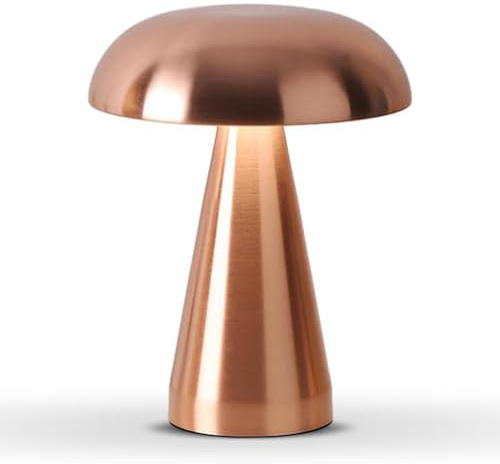 AoLa Kabellos Pilz Tischlampe Akku 1800mAh, 3W LED Dimmbare Tischleuchte Touch Control Mushroom Lampe USB Aufladbar Batterie ohne Kabel Nachttischlampe Innen und Außen Tragbar Nachtlicht,Roségold