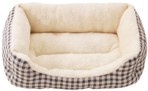 Mateju Cama Peluche Perro con Base Antideslizante, Cojín para Gatos de Felpa Rectangular Suave y Cómoda Cama para Mascotas Sofá para Mascotas para Medianos y Pequeños (Caqui,63x48x14.5cm)