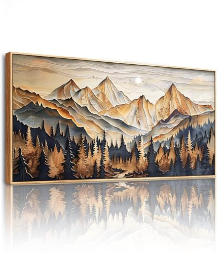 SERIMINO Modernes Wandbild mit Rahmen Berge Landschaft Bilder 60x120 cm | Bergpinien Wald Wanddeko, Hd-Druck, Holzrahmen, Einfache Montage, Vielseitig Einsetzbar, Exquisite Handwerkskunst