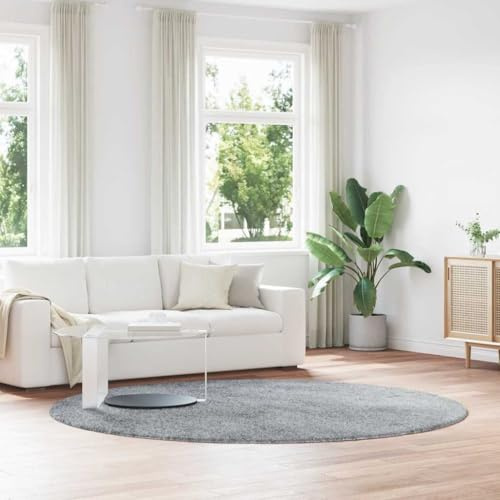 RMIHSJG Shaggy Hochflor Teppich NAVARRA Hellgrau 240x240 cm Polyester Wohnzimmer Schlafzimmer rutschfest