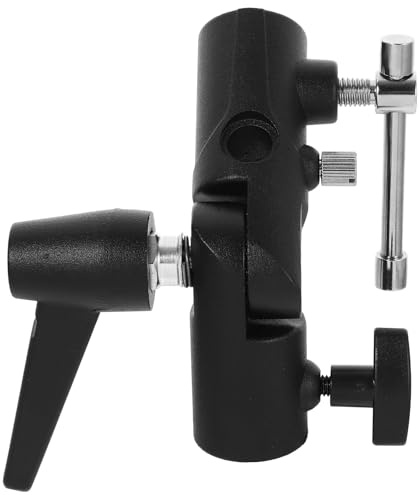 BRIGHTFUFU Adaptador Soporte de Flash Metálico Portalámparas y Soporte Giratorio para Paraguas, Compatible Trípodes Externos, Adecuado para Fotografía en Estudio