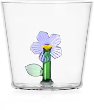 Ichendorf Milano Tumbler Fiore Lilla, Collezione Botanica, 30 cl, Vetro Borosilicato, Fatto a Mano