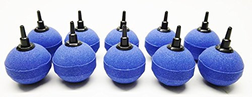 AquaOne Aquarium Luftausströmer Kugel Größe 5cm blau Sauerstoffstein Sprudler 10 STK Luftschlauch Sauerstoffstein
