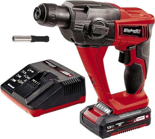 Einhell TE-HD 18 Li Kit Tassellatore a Batteria, 18V, Nero, Rosso, Con Batteria Da 1.5 Ah e Caricabatteria, Set di 4 Pezzi