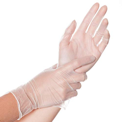 Guanti monouso in vinile di alta qualità, ideali per il fitness, usa e getta, senza polvere, 24 cm, bianco, extra leggeri e morbidi, taglia: M