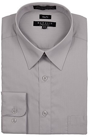 Marquis Herren Hemd Basic Slim Fit - Silber - 18.5 Hals / 36-37 Ärmel