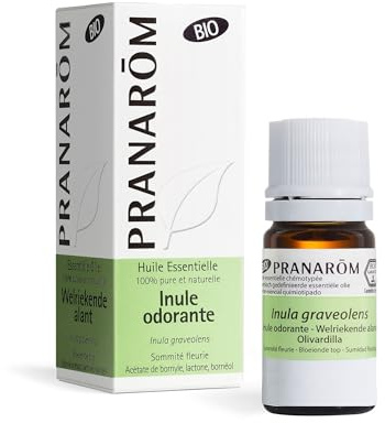 Pranarôm Huile Essentielle Inule Odorante Bio HECT 5 ml | Huile rare et précieuse, convient en usage local ou oral. À diluer avant application. 100% pure et naturelle.