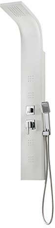 Edouard Rousseau - Colonne de Douche Hydromassante Tonga - Picots Anticalcaire, 4 Panneaux Frontaux de Jets Pluie - Flexible 1,50 m - Blanc
