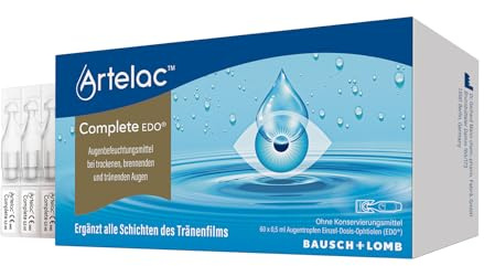 Artelac Complete EDO Augentropfen gegen trockene Augen 60 x 0,5 ml | Intensive Feuchtigkeit bei trockenen - tränenden Augen mit Hyaluronsäure - Lipiden und Carbomer - in Einzeldosen