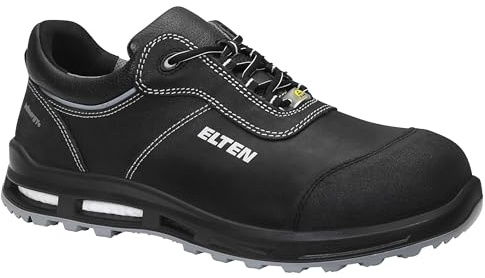 ELTEN Sicherheitsschuhe REACTION XXT Low ESD S3, Herren, Leder, Kunststoffkappe (leichter als Stahlkappe), leicht, robust, Schwarz/Grau, Größe: 46