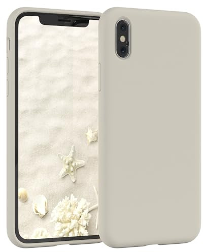 EAZY CASE Premium Silikon Handyhülle kompatibel mit iPhone X/XS Slimcover mit Kameraschutz und Innenfutter, Silikonhülle, Schutzhülle, Bumper, Handy Case, Hülle, Softcase, Taupe
