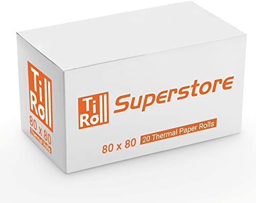 80 x 80 Thermal Till Roll Epos Receipt Paper 1 Box 20 Rolls 12.7mm Core 80x78 Fit Epson TM-T20