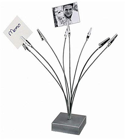 8-Branch Family Tree Picture Frame Holder, Card Photo Clips Holder Desk Stand for Memo Paper Note Photo Christmas Wedding Card Display (Silver Alligator Clip)