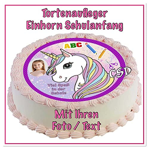 Tortenaufleger Schulanfang, mit Foto/Text, personalisiert, Zuckerpapier Tortenbild, Geburtstag,Fototorte