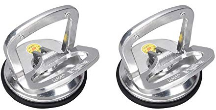 SOLUDE 2Pack Aluminium Vacuum Heavy Duty Suction Cup Lifter for Glass Window Tiles Mirror Granite,Gripper Sucker Plate,Double Handle Locking,Single Plate
