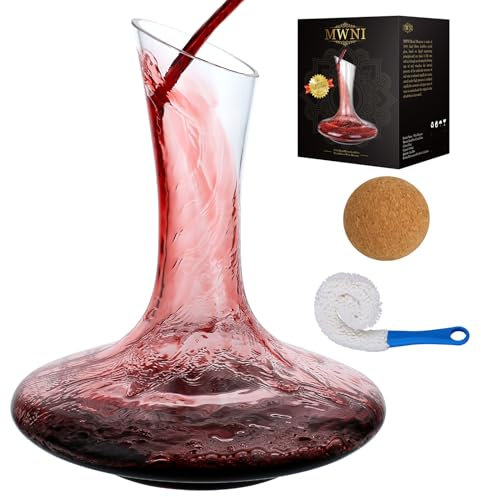 MWNI Wine Decanters,Lead Free Crystal Red Wine Decanter Set with Stopper and Brush,Used Aerator,Glass Carafe Accessories,Gifts(1800ml)