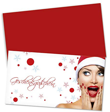 GESCHENKGUTSCHEINcom by POS-HAUER. Gutschein-Set. 100x Gutschein + Kuvert. Für Weihnachten Xmas, blanko zum selbst Ausfüllen.