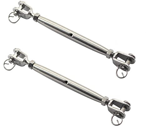 2Pcs 304 Stainless Steel Rigging Screw Jaw Closed Body M8, Medifier Turnbuckle, Tensioner