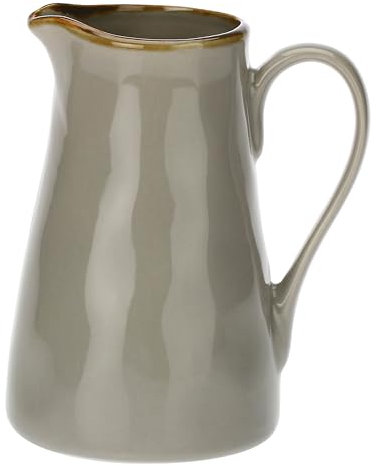 Thun Rose & Tulipani, Brocca Grande Grigio Perla in Ceramica con Bordo Dorato, Linea Concerto, Capienza 1.7L