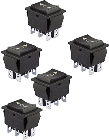 5 STÜCKE Wippschalter Kippschalter Reset-Schalter AC 250 V DPDT-Taste EIN/AUS/EIN 6-polig für Auto, Motorrad, Boot oder Haushaltsgeräte - KCD4